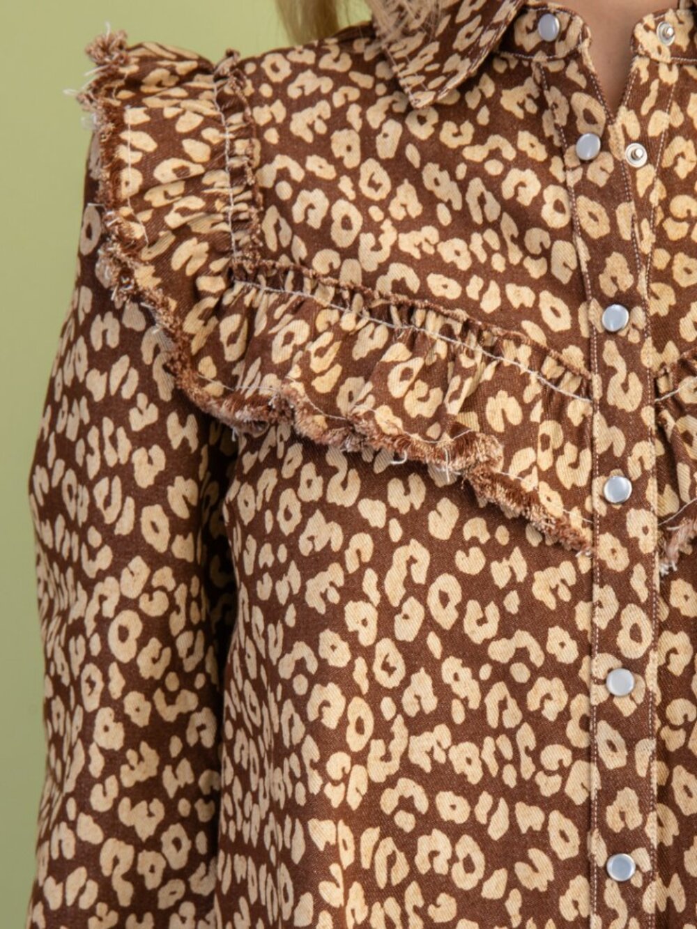 Gigio's Leopard Print Denim Shirt Dress - Picture 6 of 7